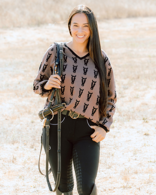 The Deinhardt Varsity Sweater - Saddle/Black