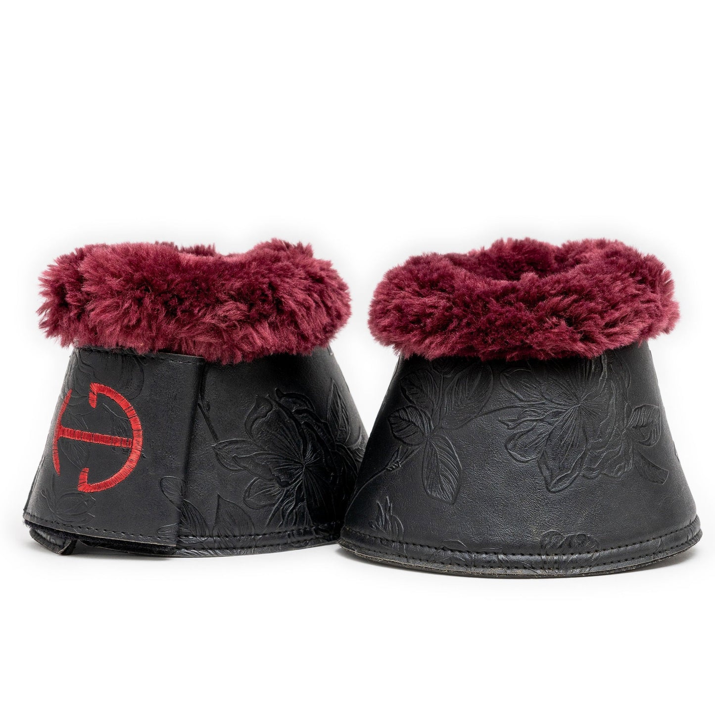 Romance Collection Bell Boots - Black & Crimson Rose