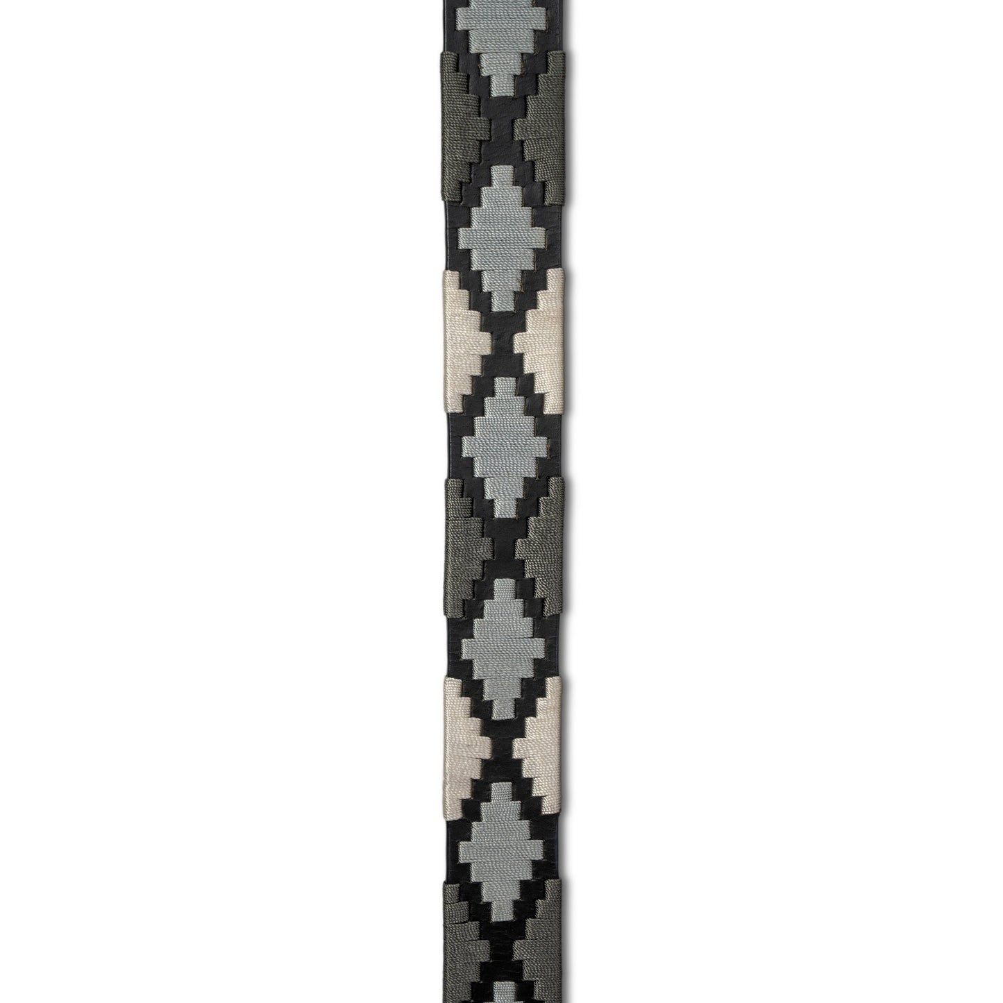 Sierra Blanca -Gunmetal Grey, Silver & Pearl Black Leather Polo Belt