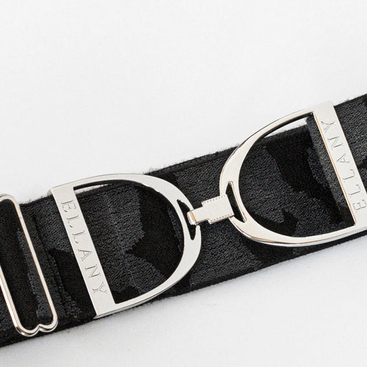 Huston x Ellany® CHARCOAL CAMO - 2" Silver Stirrup Elastic Belt