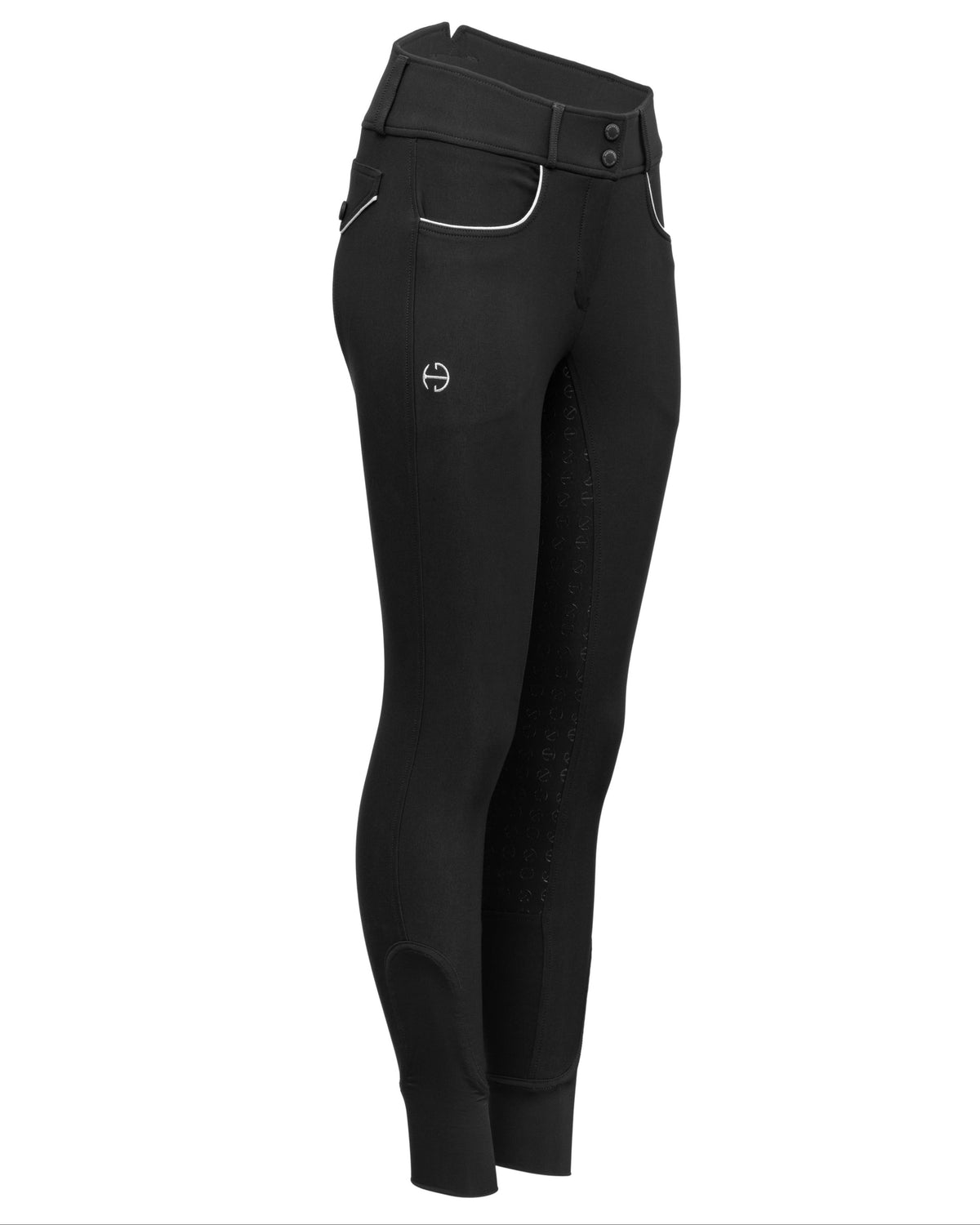 Evolution High Waist Full Seat Breeches - Jet Black and Metallic Silver