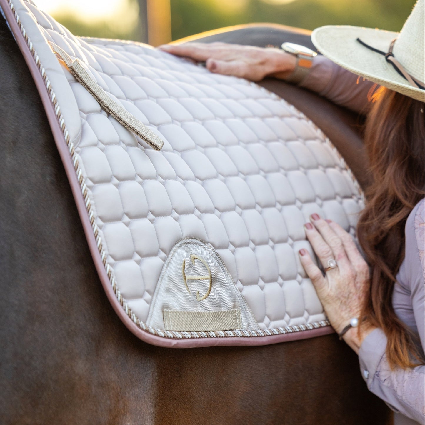 Satin Classic Dressage Saddle Pad - Champagne Taupe
