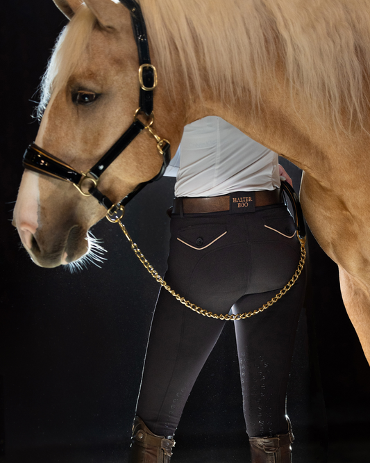 Evolution Knee Patch Breeches - Black with Rose Gold