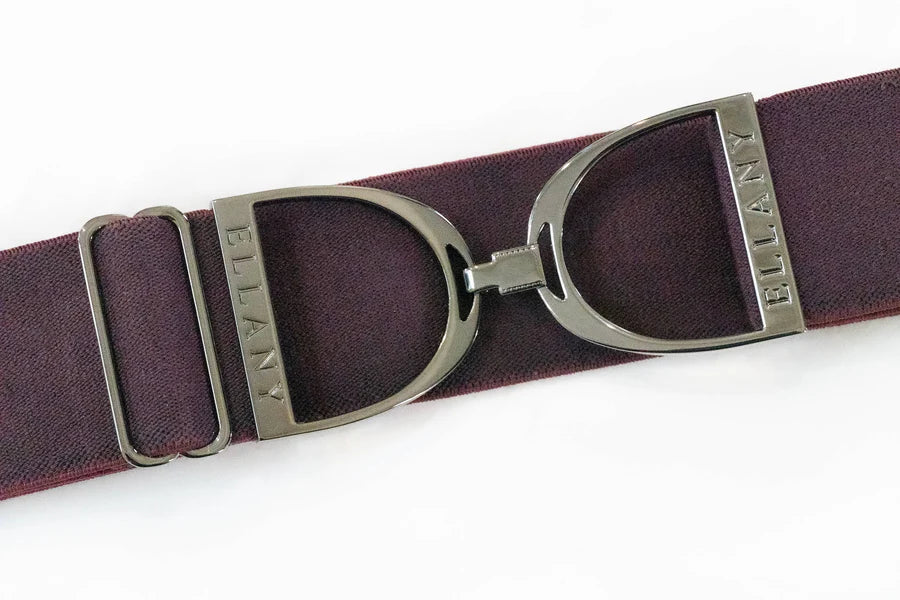 Huston x Ellany® BORDEAUX - 2" Silver Stirrup Elastic Belt