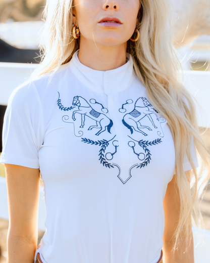 D. D. RÊVES FILÉS Show Shirt - White & French Navy