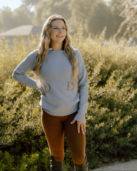 The Deinhardt HERITAGE Sweater - Periwinkle / Cognac