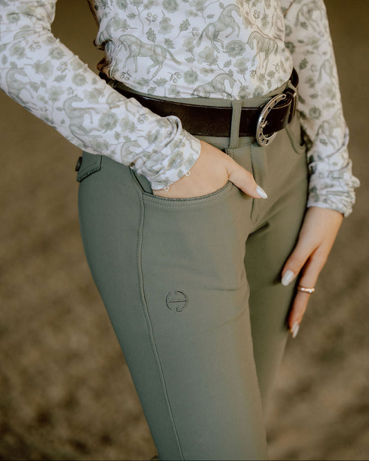Evolution Full Seat Breeches - Sage Green