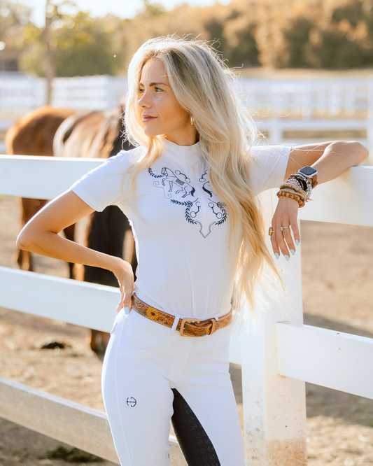 D. D. RÊVES FILÉS Show Shirt - White & French Navy
