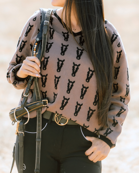 The Deinhardt Varsity Sweater - Saddle/Black