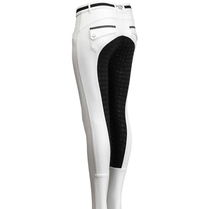 Kimberly Full Seat Breeches - White with Black Seat