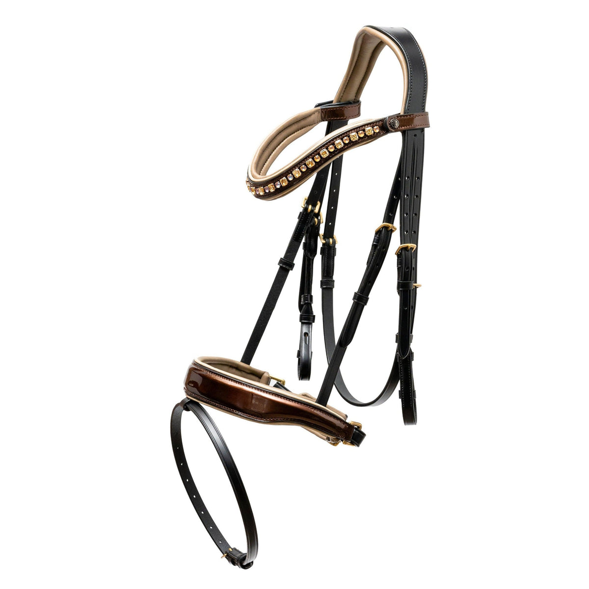 The CHAMPAGNE Black Leather Snaffle Bridle
