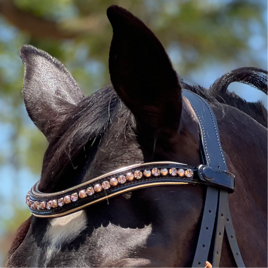 Aurelia Rose Gold Black Patent Double Bridle