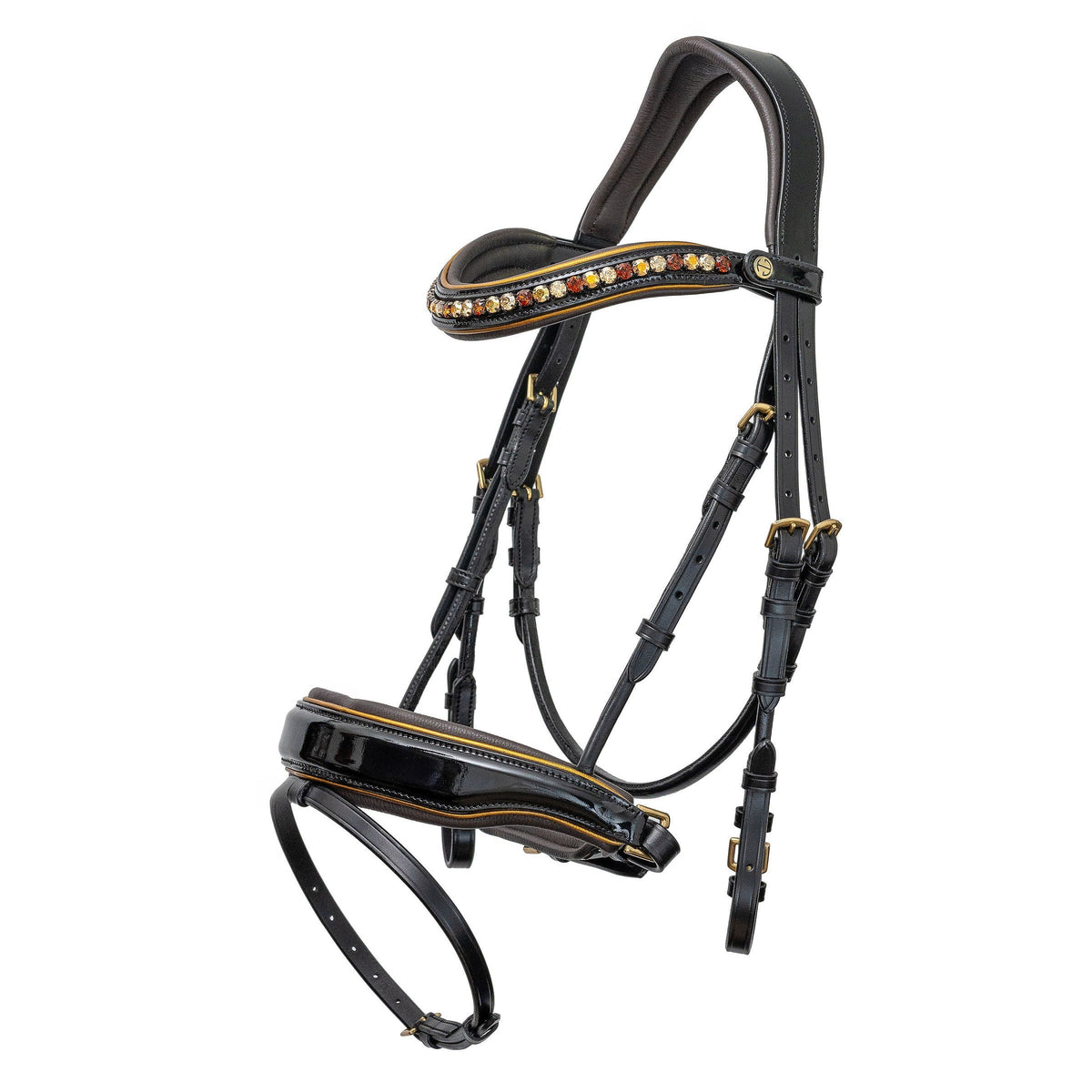 The CHEVALIER Black Patent Leather Snaffle Bridle