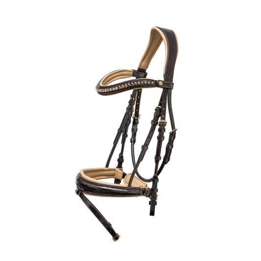 The VIENNA Brown Patent Leather Snaffle Bridle