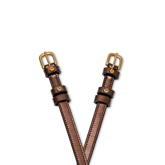 Catalonia Metallic Bronze Patent Leather Spur Straps