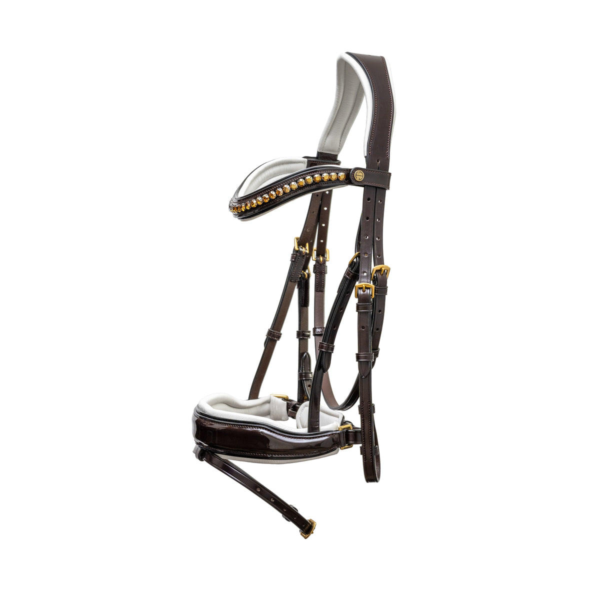The ASCOT Brown Patent Leather Snaffle Bridle