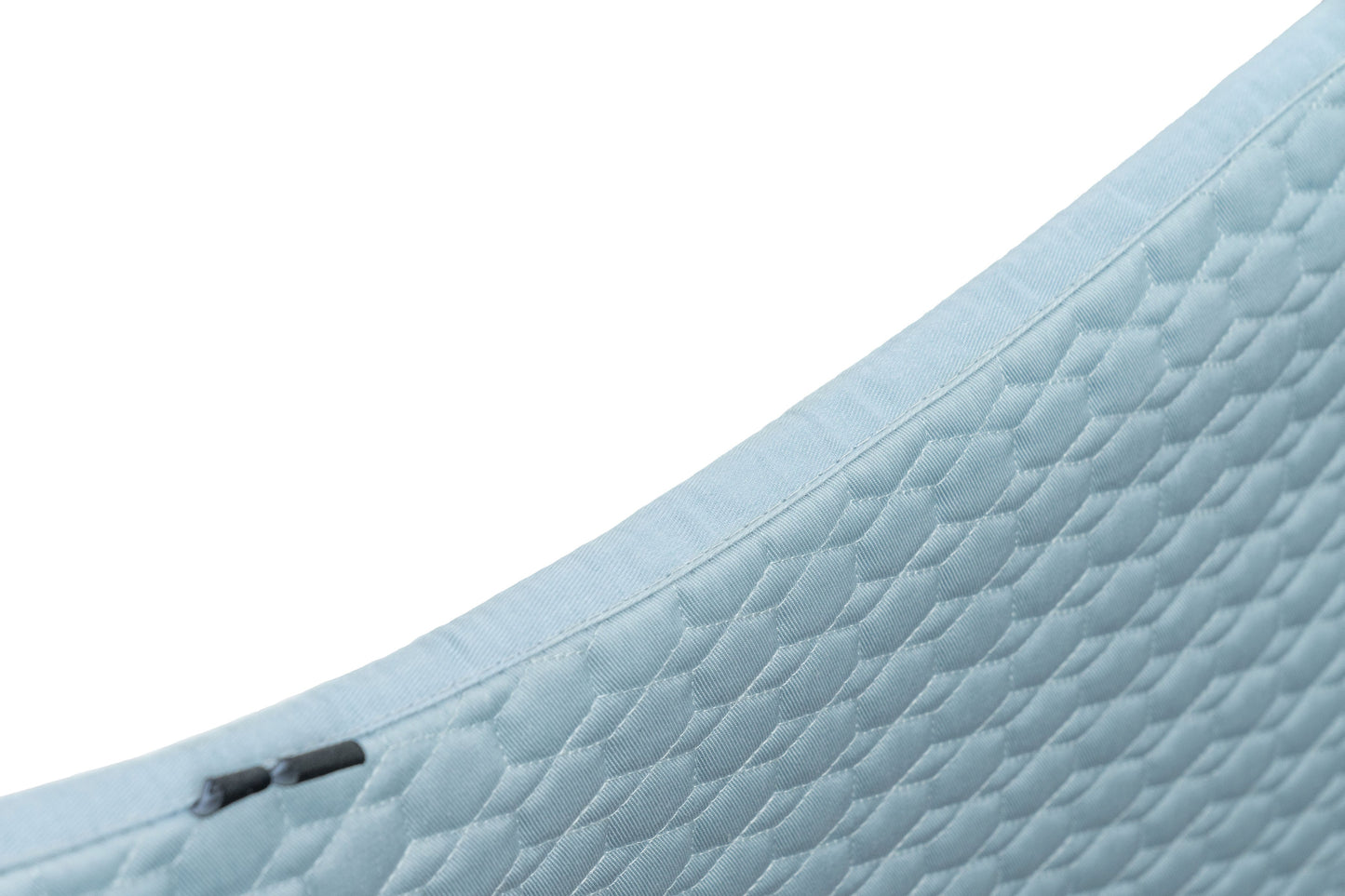 European Cotton Dressage Saddle Pad - Light Blue with Crystals & Light Blue/Silver Twisted Rope Trim