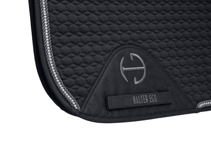 European Cotton Dressage Saddle Pad - Black with Crystal & Gunmetal Trim