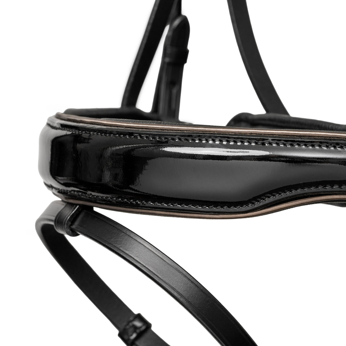 The OCALA Black Patent Leather Snaffle Bridle With Removable Flash