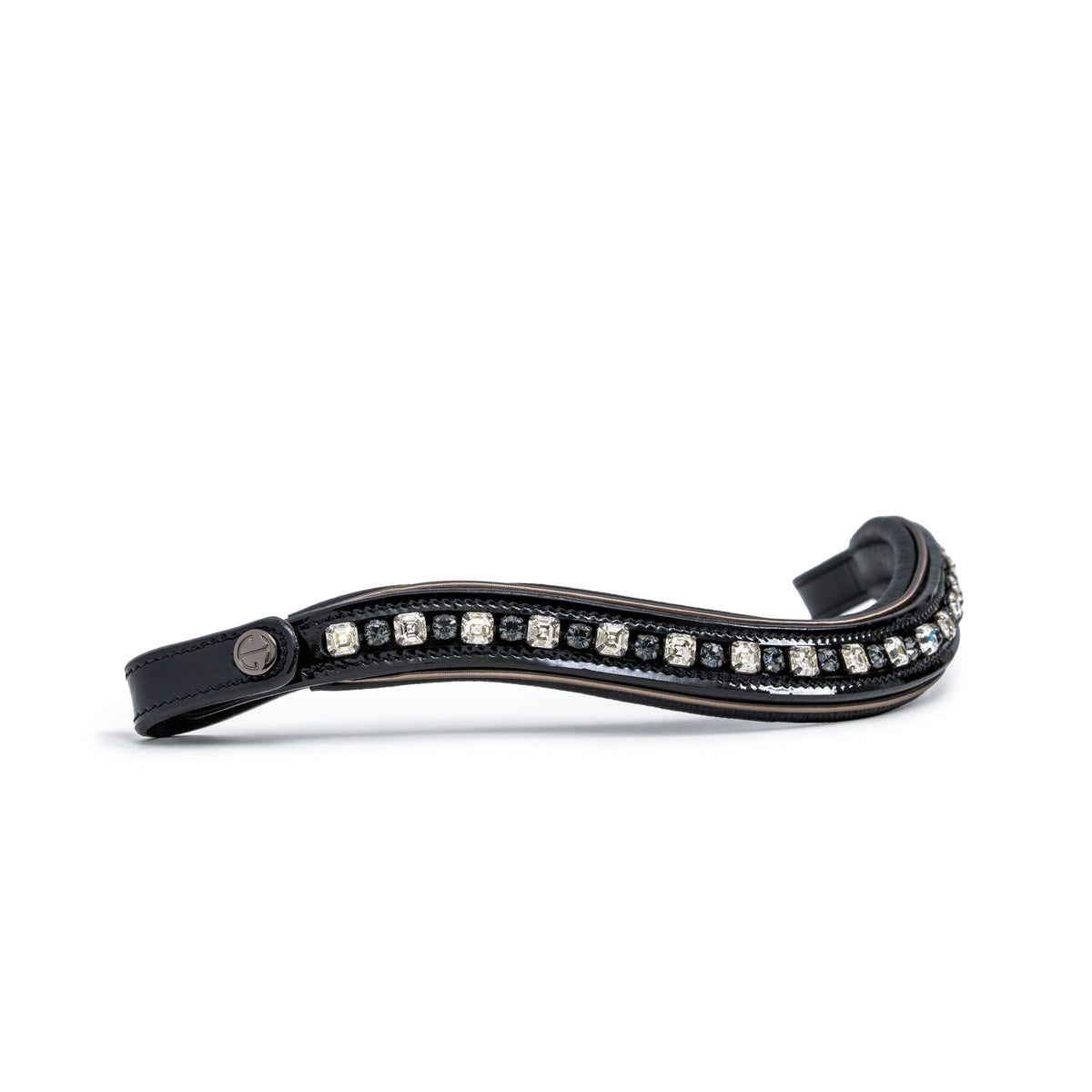 The OCALA Black Patent Leather Snaffle Bridle With Removable Flash