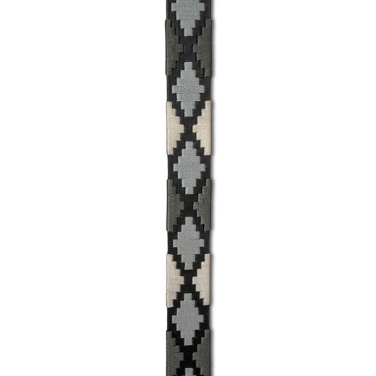 Sierra Blanca  -Gunmetal Grey, Silver & Pearl Black Leather Polo Belt