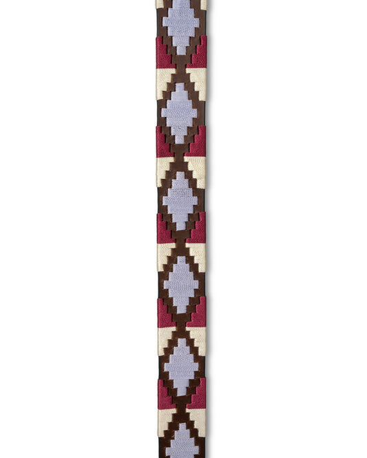 Viñedo - Burgundy, Lavender Ice Blue, Brown & Ivory Brown Leather Polo Belt