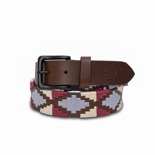 Viñedo - Burgundy, Lavender Ice Blue, Brown & Ivory Brown Leather Polo Belt