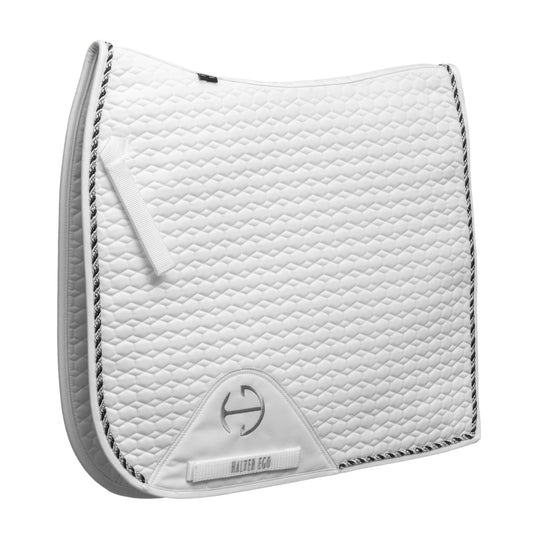 European Cotton Dressage Saddle Pad - White & Black Twist Trim