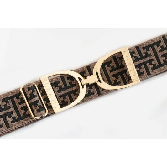 Huston x Ellany® COCOA RIDGEWAY - 1.5" Gold Stirrup Elastic Belt