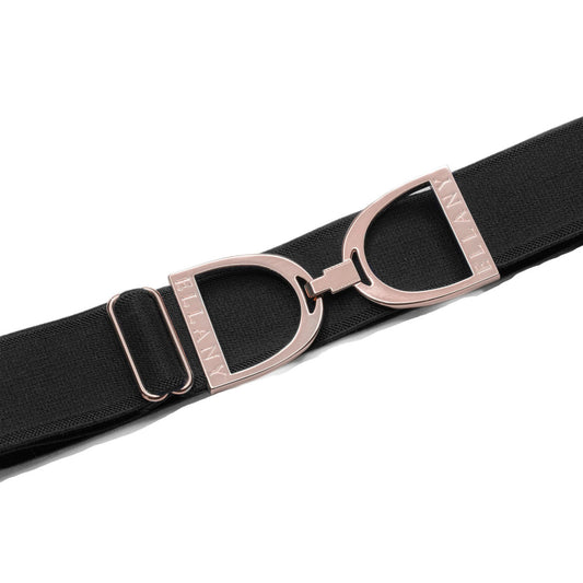 Huston x Ellany® BLACK - 1.5" Rose Gold Stirrup Elastic Belt