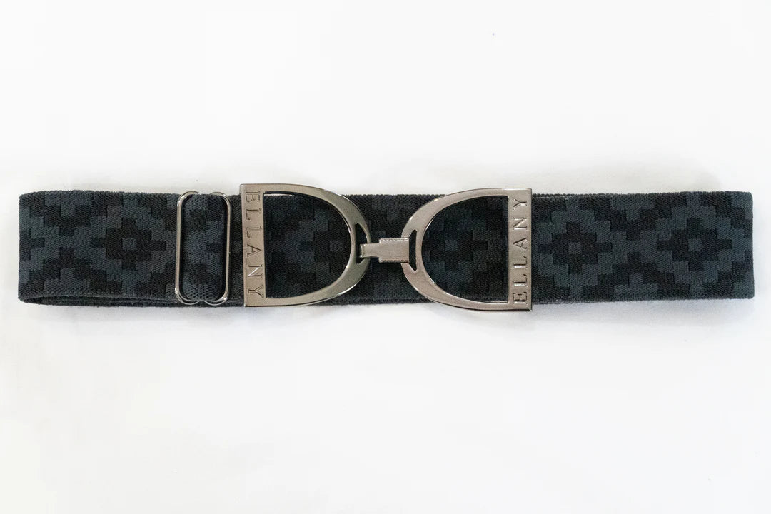 ELLANY Charcoal Polo - 1.5” Gunmetal Stirrup Elastic Belt