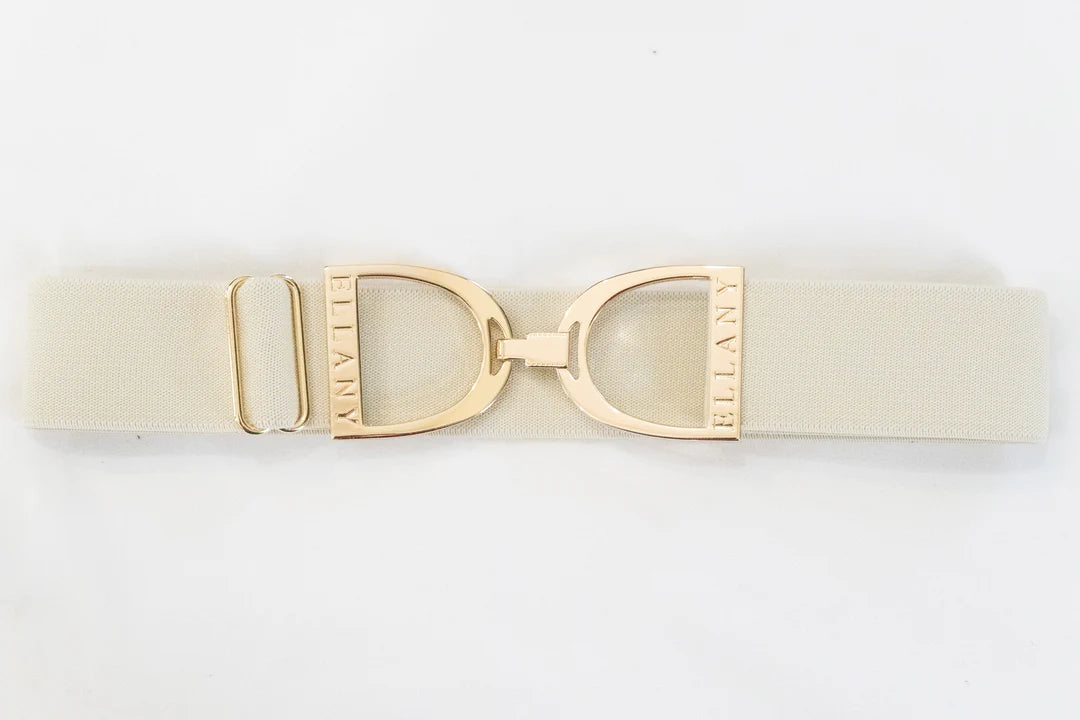 ELLANY Buttercream - 1.5” Gold Stirrup Elastic Belt