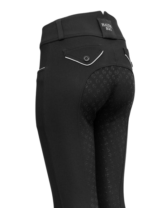 Evolution High Waist Full Seat Breeches - Jet Black and Metallic Silver
