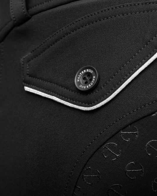 Evolution High Waist Full Seat Breeches - Jet Black and Metallic Silver