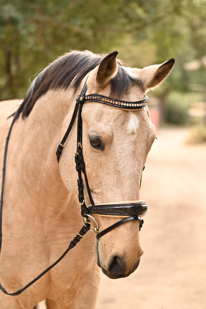 The VIENNA Brown Patent Leather Snaffle Bridle