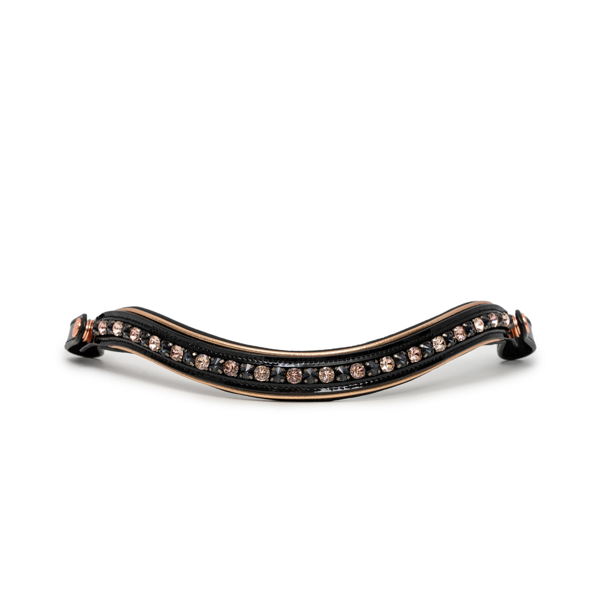 The AURELIA Black Patent & Rose Gold Double Bridle