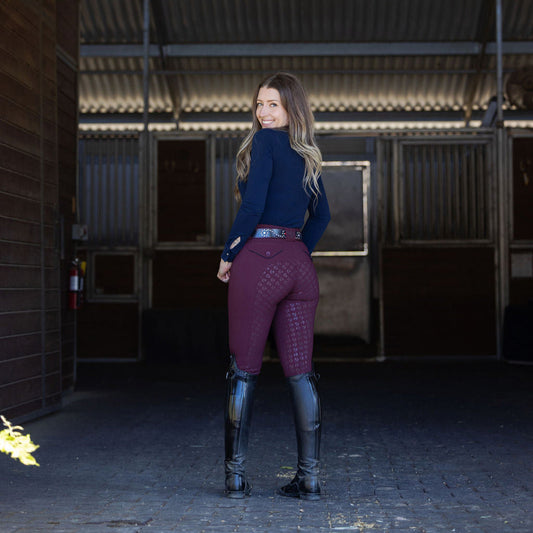 Evolution Full Seat Breeches - Merlot - MID WAIST