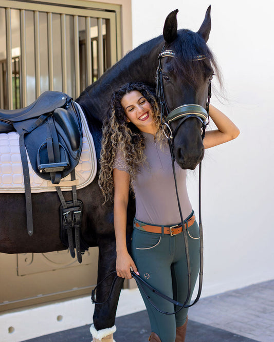 Evolution Full Seat Breeches - Spruce & Rose Gold