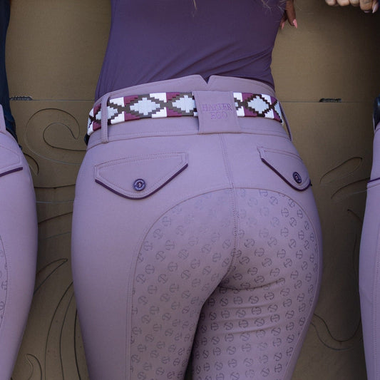 Viñedo - Burgundy, Lavender Ice Blue, Brown & Ivory Brown Leather Polo Belt