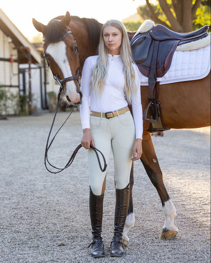 Evolution Hampton Clarino Knee Patch Breeches - Hunter Tan