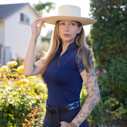 Azul Nocturno - Midnight  & Sky Blue Black Leather Polo Belt