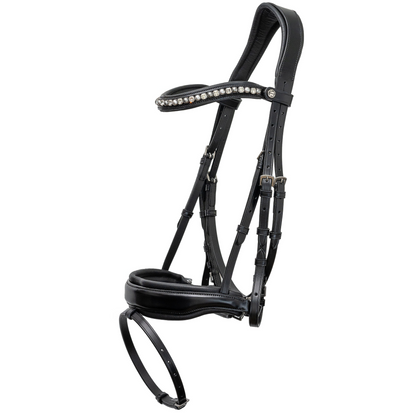 The BRIXTON Black Leather Anatomical Snaffle Bridle