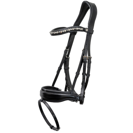 The BRIXTON Black Leather Anatomical Snaffle Bridle