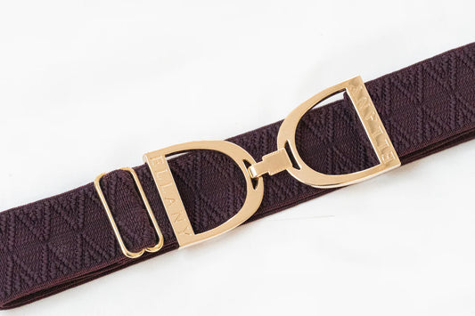 ELLANY EQUESTRIAN BORDEAUX DANTE - 1.5" GOLD STIRRUP ELASTIC BELT