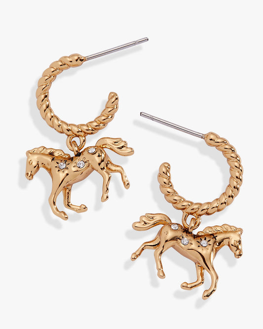 Horse Huggie Hoop Earrings