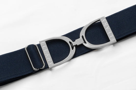 ELLANY EQUESTRIAN NAVY - 1.5" SILVER STIRRUP ELASTIC BELT